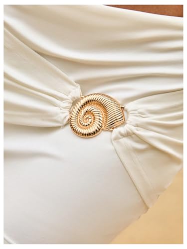 Milumia Women's Ring Linked Ruched Mini Skirt Low Waist Skinny Summer Beach Skirts4