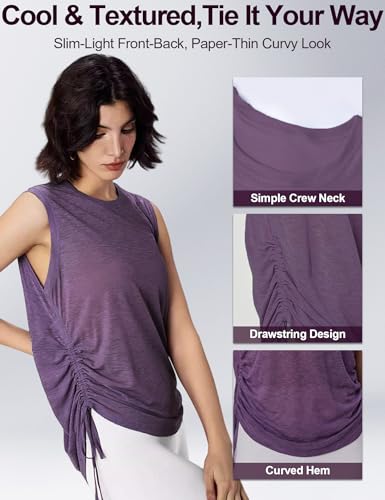Image of Venzina Gym Tops for Woman Beach Wear Dress for Women Sheer Thin Airy Fabric Adjustable Side Drawcord Breathable Quick Dry for Yoga Summer Workout Casual
