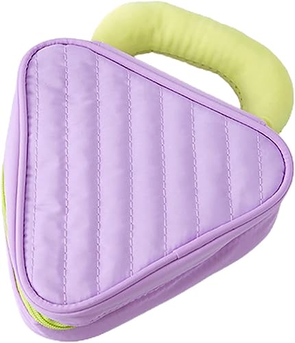Image of House of Quirk Makeup Organizer Travel Cosmetics Toiletry Bag Macaroon-Colored with Handle (Purple)