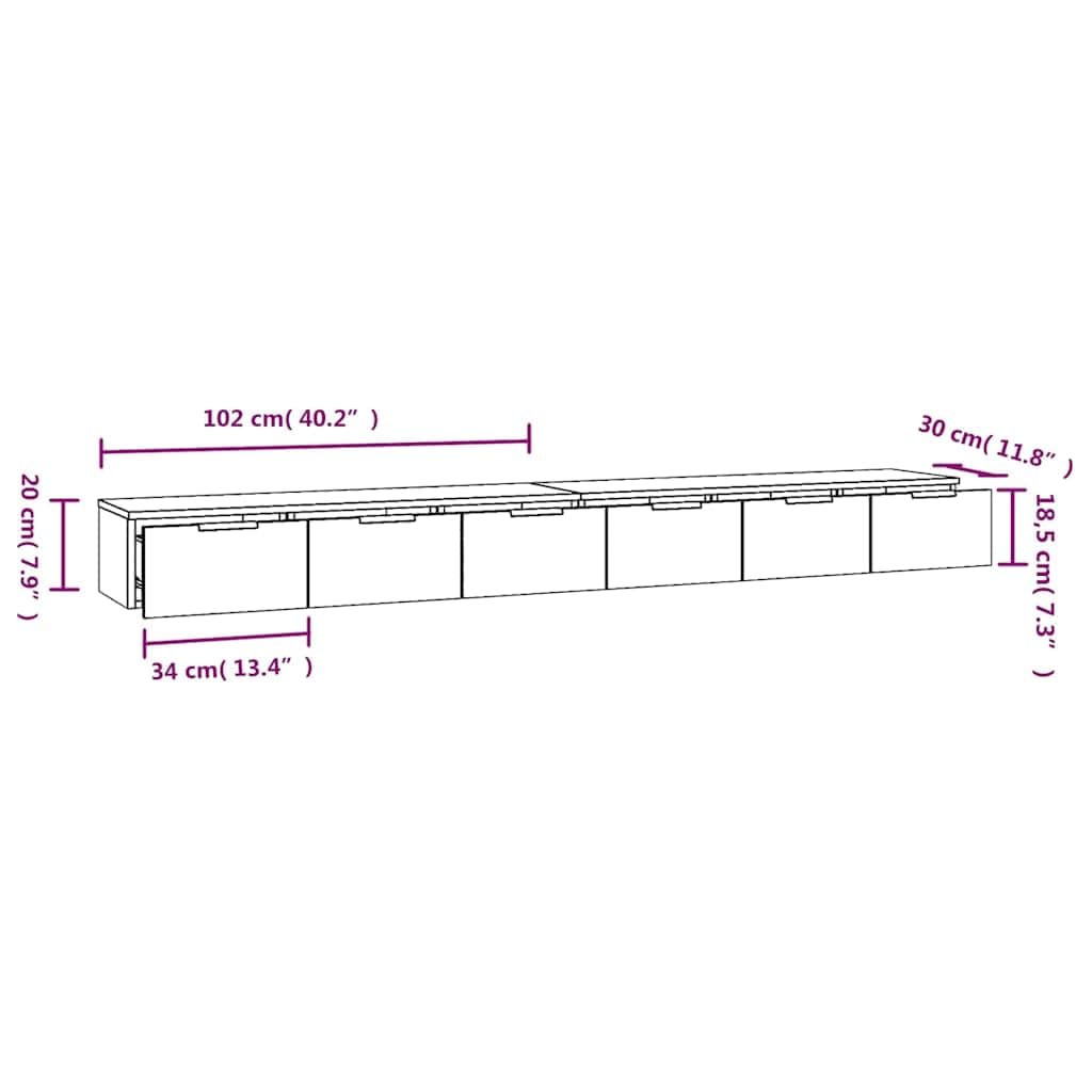 vidaXL 2X Armarios de Pared Cocina Comedor Almacenamiento Baño Cuarto Aseo Sala Estar Habitación Mueble Entrada Salón Contrachapada Roble Sonoma
