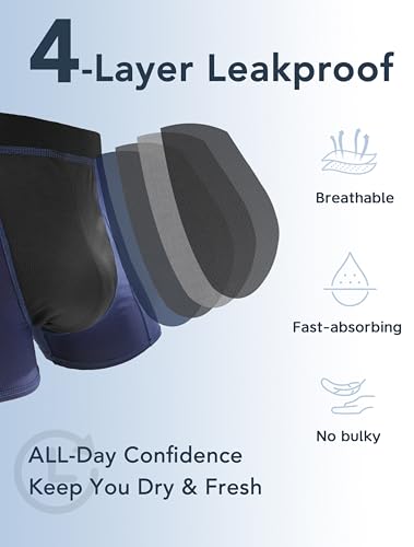 Washable Incontinence Underwear for Men Cotton Regular Absorbency Urinary Leakproof Underwear Boxer Briefs 5 Pack3