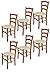 Tommychairs - Set 6 chaises VENICE pour cuisine, bar et salle à manger, robuste structure en bois de hêtre peindré en couleur cerisier et assise rembourrée et revêtue en cuir artificiel couleur ivoire