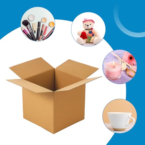 Image of Qilery 200 Pcs Small Shipping Boxes 8''x6''x4'' Corrugated Cardboard Box | Heavy Duty Shipping Boxes for Packaging Moving Small Business Storage, Mailing