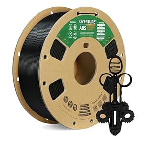 OVERTURE Filament ABS 1.75mm, 1kg Spule (2.2lbs), Maßgenauigkeit +/- 0.03 mm, für 3D-Drucker(Schwarz)