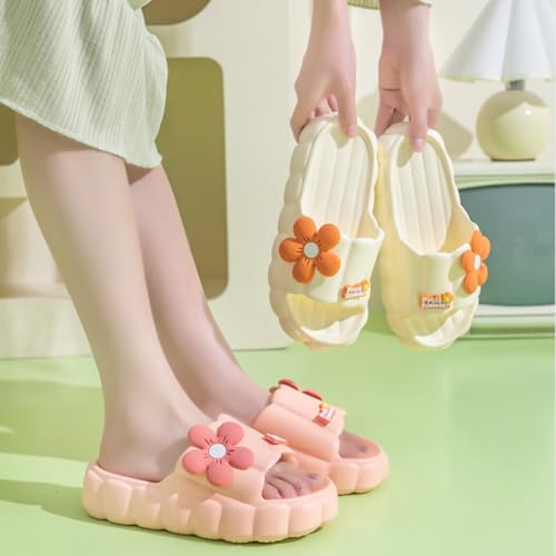 Cloud Slides for Women Cute Pink Flower Thick Sandals Bathroom Open To Slides Non-Slip Lightweight Summer Outdoor2
