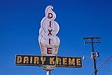 LIVESTOCK Classic Prints Gallery Vintage Wall Art Americana Dixie Dairy Kreme Ice Cream Sign Rt. 79 in Leeds, Alabama by John Margolies, Roadside America Poster, Gold frame, 8x12 print 12x16 frame
