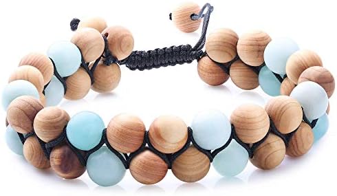 WRCXSTONE Natural Stone Bracelet Mens Black Lava Rock Bracelet Tiger Eye Gemstone Bracelet Yoga Essential Oil Bracelet Charm Gift