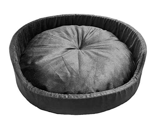 Image of Large Size Dog and Cat Bed Round Shape Export Quality Ultrasoft Micro Fiber Filling for Extra Comfert Black Color Machine Washable Anti Skid Base Pet Bed