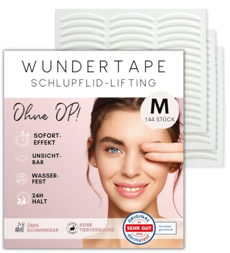 WUNDERTAPE Schlupflider Stripes Schlupflid-Tape Streifen zum Augenlid-Lifting ohne OP! (wasserfest, 24h Halt, double eyelid lifting tapes) Augenlid-Tape (144 M)