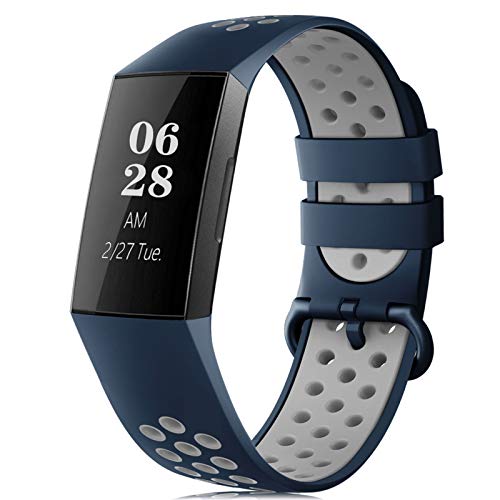 Find-MyWay Compatible with Fitbit Charge 4/Charge 3/Charge 3 SE Sport Bands for Women Men,Charge 4 Charge 3 Soft Fashionable Stylish Silicone Replacement Wristband with Air Holes