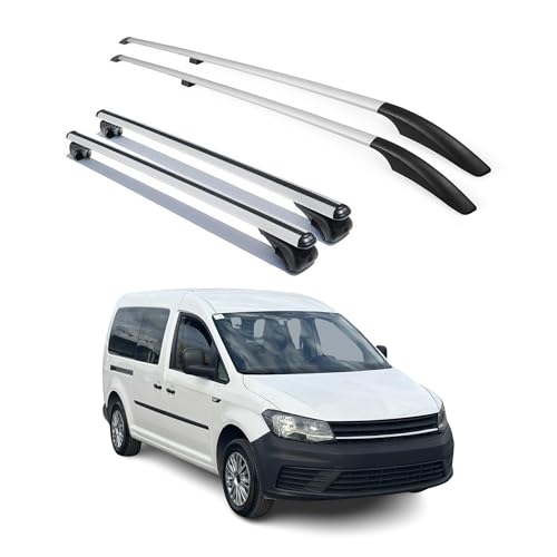 Kit de barras de techo para VW Caddy 4 2015-2020 L2 Distancia entre ejes larga de aluminio gris 4 piezas