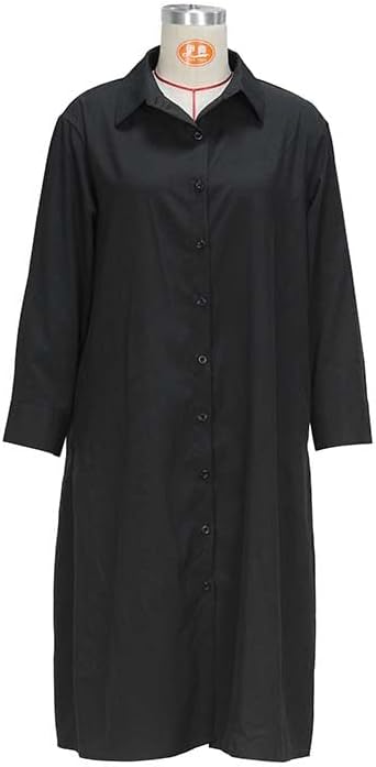 BDAILKA Women's Shirt Dress Casual Midi Dress Button Down V Neck Fit A-Line Shirt Dresses - Image 3