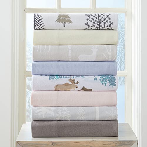 Market & Place 100% Turkish Cotton Flannel Sheet Set | 4 Piece Deep Pocket Novelty Cozy Winter Bed Sheets | Double Brushed For Extra Softness & Comfort | Alpine Collection (Queen, Moose) #TOP7