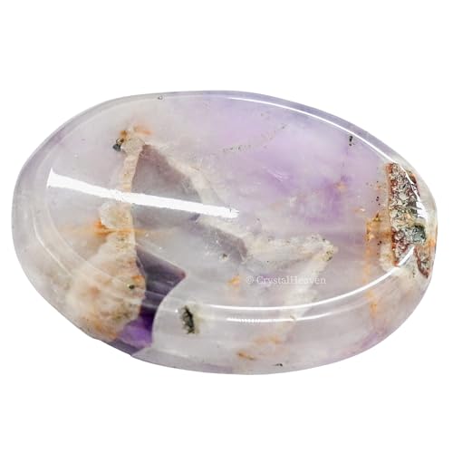 Image of Certified Amethyst Chevron Crystal Thumb Worry Pebbles Stones for Anxiety Stress Relief Massage - AAA Grade Original Healing Gemstone Agate Rubbing Stone for Yoga Meditation Spiritual Reiki Feng Shui