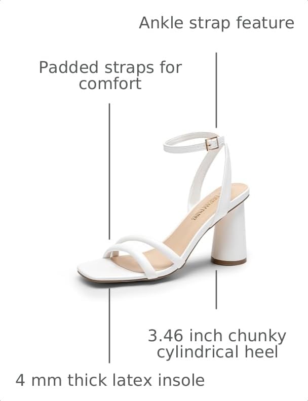 Image of DREAM PAIRS Women's Strappy Round Heels Sandals | Square Open Toe Heels, Ankle Strap, Dress Shoes for Party