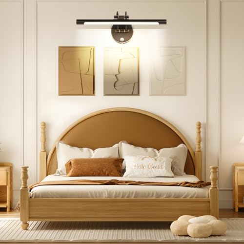 Image of MantoLite LED Dimmable Bathroom Vanity Light Fixture 15.75'' Cabinet Picture Wall Lights, Indoor Lightings Wall Sconce with Ajustable Arm Bedside Reading Lamp, Pulg in Picture Light(Black, 3000K 8W)