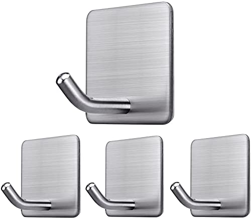 Image of Golden bird Adhesive Wall Hooks for Hanging Hold Strongly, Reusable Adhesive Hooks for Wall, Multi-Surface Damage Free Hooks for Hanging Stainless Steel Waterproof (Silver, 8)