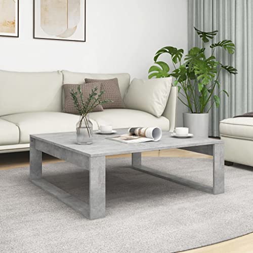 sephironlbb Table basse carrée en bois - Gris béton - 100 x 100 x 35 cm - Table basse moderne pour salon - Surface de rangement stable