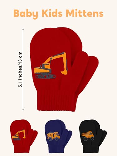 Image of Cooraby 6 Pairs Toddler Magic Stretch Mittens Winter Unisex Baby Knitted Gloves Mittens