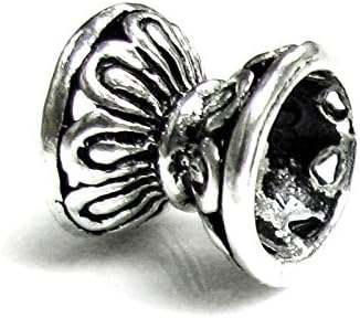 Dreambell 2 pcs .925 Sterling Silver Bali Flower Double Cap Bead Spacer Connector/Findings/Antique