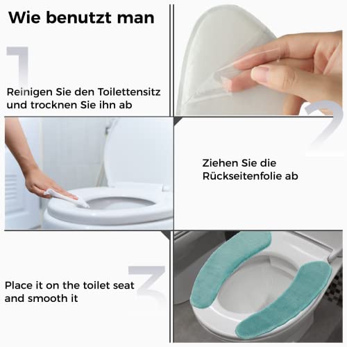 YHomU WC-Sitzbezug, 2 PCS Toilettensitzbezug WC-Sitzwärmer Memory WC Sitzkissen Foam Waschbar Wc-Sitz Pad Wc Wärmer Pad – Bild 5