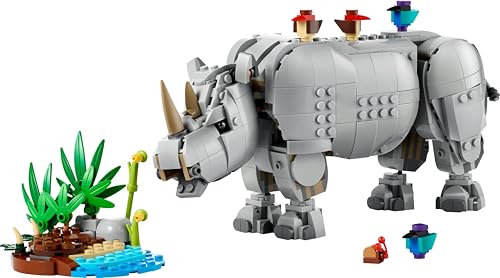Creator 3 in 1 Animali Selvatici: Maestoso Rinoceronte con Uccelli Giocattolo - Set con Animale Trasformabile in Ippopotamo o Tricheco - Regalo Creativo per Bambine e Bambini da 9 Anni - 31171 - Lego - Immagine 11