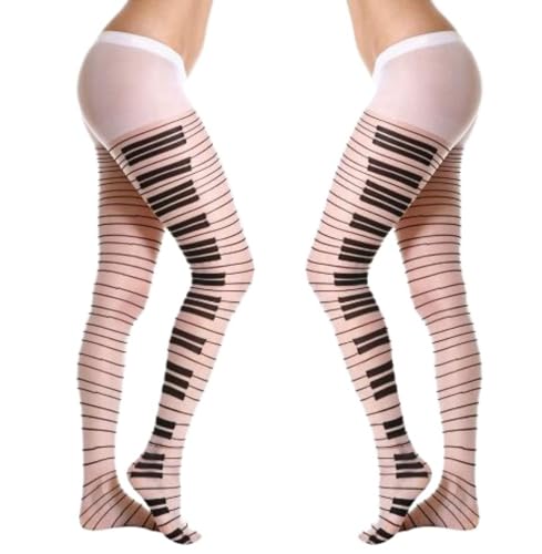 Womens Whimsy Twee Piano Tights Funky Patterned Stockings Emo Goth Whimsy Clothes Y2k Aesthetic2