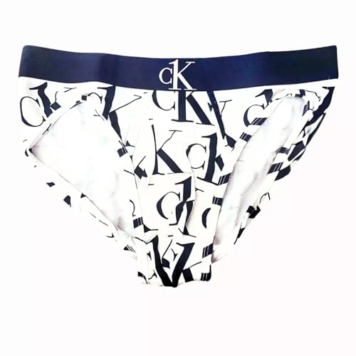 Calvin Klein Men's CK ONE Microfiber Hip Brief (US, Alpha, Large, Regular, Regular, Blue Logo)
