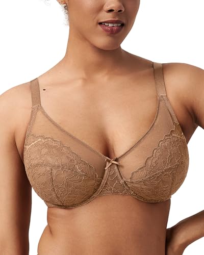 Image of HSIA Minimizer Bras for Women Enchante Full Coverage Underwire Bras Plus Size Lifting Floral Lace Bra for Heavy Breast