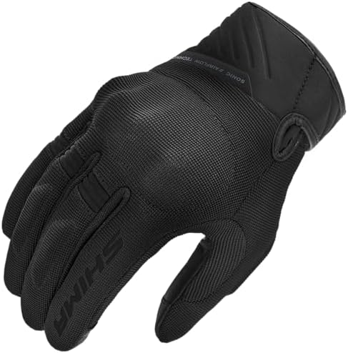 SHIMA SONIC Guanti Moto Estivi Uomo Tessile Pelle Corto Ventilato Omologati Guanto per Motocicletta Ventilata Touchscreen Motocross Protettore Rinforzato Abbigliamento Città (Uomini, Nero, M)