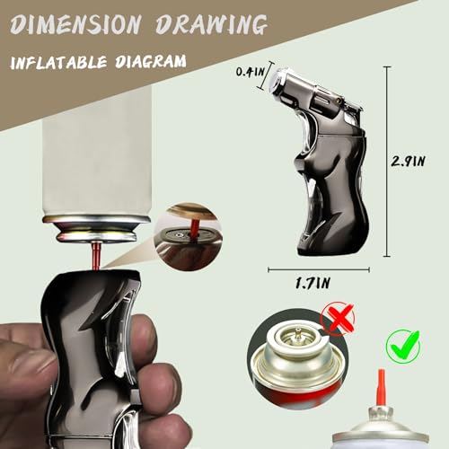 Encendedor soplete de butano diseño metálico negro miniatura 5