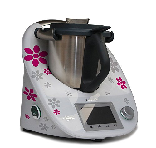 Pegatinas para Thermomix TM5 – Flor Mar Silbergrau – Rosa