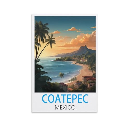 Poster Mexique vintage Coatepec sur toile de 50x75 cm pour une déco murale moderne de chambre