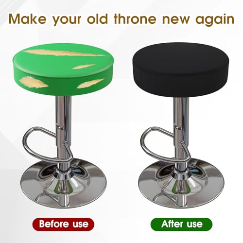 2PCS Stool Covers High Elastic Circle Bar Stool Covers, Soft Washable Slipcovers with Non-slip Stool Cushion Fits Dia 11-14 in Bar Round Chair(Black) - Image 4