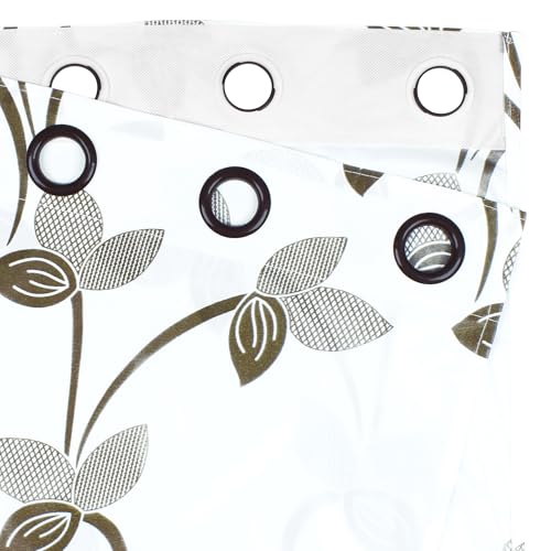 Image of Door Curtains 7 feet Long Set of 2 | Floral Design | Polyester, Light Filtering Curtains and Drapes | Curtains for Living Room | (118 x 215 cm, Grayish Green) | Perfect for Home Decor