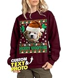 JIX & JOKY Custom Christmas Shirt with Dog Face Funny Ugly Christmas Shirt with Picture Tshirt, Custom Dog on Shirts Personalized Pet Face Shirts