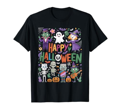 Happy Halloween Scary Spooky Season Retro Boys Girls Kids Camiseta