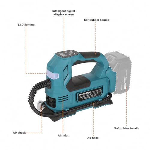 Image of Cordless Tire Inflator Air Compressor Compatible with Makita 18V Battery, 120W Digital Air Pump, 120PSI, Dual Power Mode-Battery Not Included