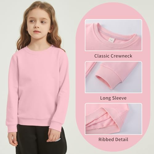 3-Pack Girls Crewneck Sweatshirt Long Sleeve Cotton Pullover Tops Thin Sweatshirt for Kids（2-12 Years)3