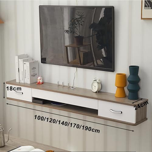 Support TV flottant en bois avec tiroirs de rangement chic
