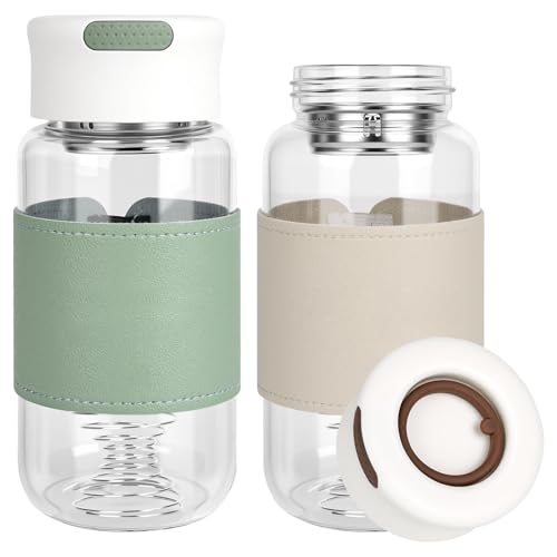 YYTECH 2 Stück Shaker Glas Kleine Glas Shaker Flasche Shake Becher Protein Shakers 16.9oz BPA-freies geruchloses mit Integriertem Sieb Und 304SS Mischball für Fitness und Protein-Shakes(C)