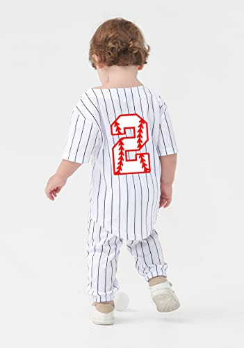 Image of Yuji Itadori 2nd Baseball Birthday Shirt Set Boy Girl Toddler 2 Years Olds T Shirts Pants Sports Jersey Tops Clothes(Striped,1T)