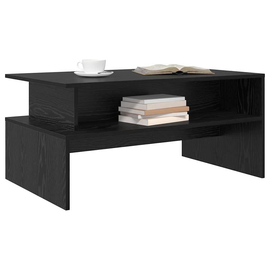 Mesa de centro de roble negro, 90 × 55 × 42,5 cm, 1 estante, 75 kg, para salón, oficina en casa