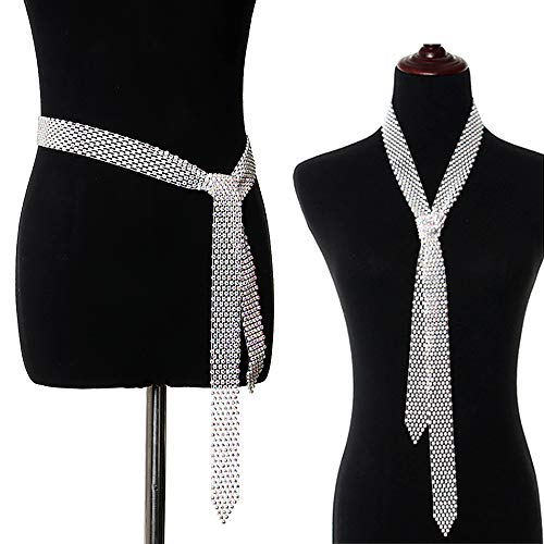 Glamorstar Rhinestone Neck Tie Glitter Sparkle Long Thin Women Scarf Neckerchief3
