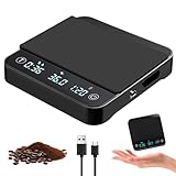 Kaffeewaage mit Timer, Digitale Espresso Waage 2000g/0,1g mit Auto-Timer & Wasser-Pulver-Verhältnis, Espressowaage mit 4 Modi & Touchscreen