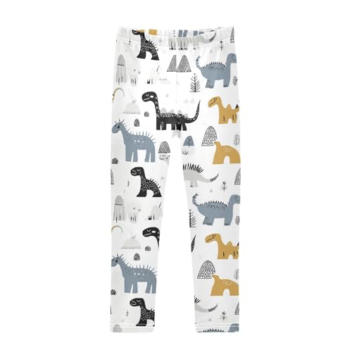 Wusikd Dinosaurs Girls' Leggings Toddler Doodles Kids Yoga Pants Dance Active Tights 4T