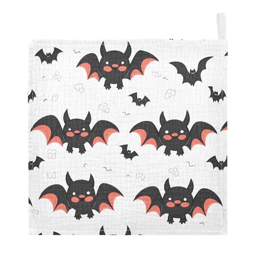 Image of vvfelixl Cute Bats Cartoon Baby Burp Cloths Baby Muslin Washcloths for Boys Girls Cotton Baby Face Towel for Newborn Infants Soft and Absorbent 11.8 X 11.8 in, 5 Pack