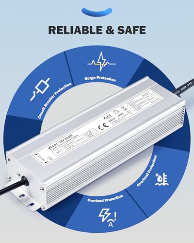ZUMI 200 Watts 12V Power Transformer, 90-140V AC to 12V DC Power Converter for Swing Gate Opener, IP67 Waterproof Adapter for Outdoor Gate System, Power Adapter for Mains Household Electricity3
