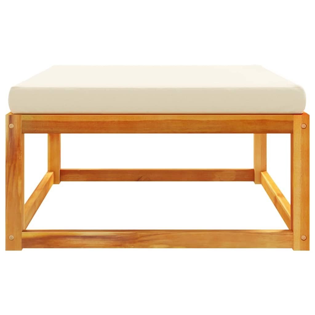 Taboret ogrodowy z poduszką z litego drewna akacjowego, 65 x 65 x 29 cm, do użytku na zewnątrz, do ogrodu, na taras, balkon, ze zdejmowaną, nadającą się do prania tapicerką, odporny na warunki