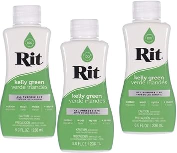Rit Dye Liquid Select Your Color 8 Oz Container Pack of 3 + King Combo QR Code Kelly Green